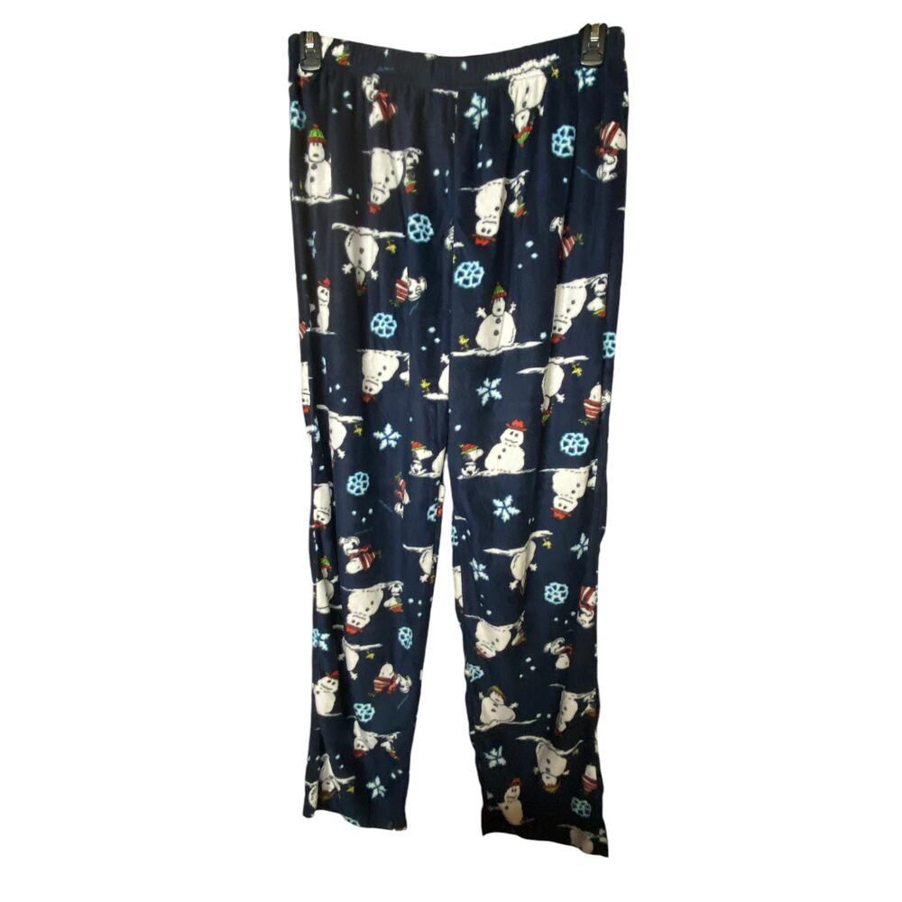 Peanuts Women's 1X Snoopy Winter Pajama Set Red Blue Christmas Gift Snowman New - Picture 5 of 7
